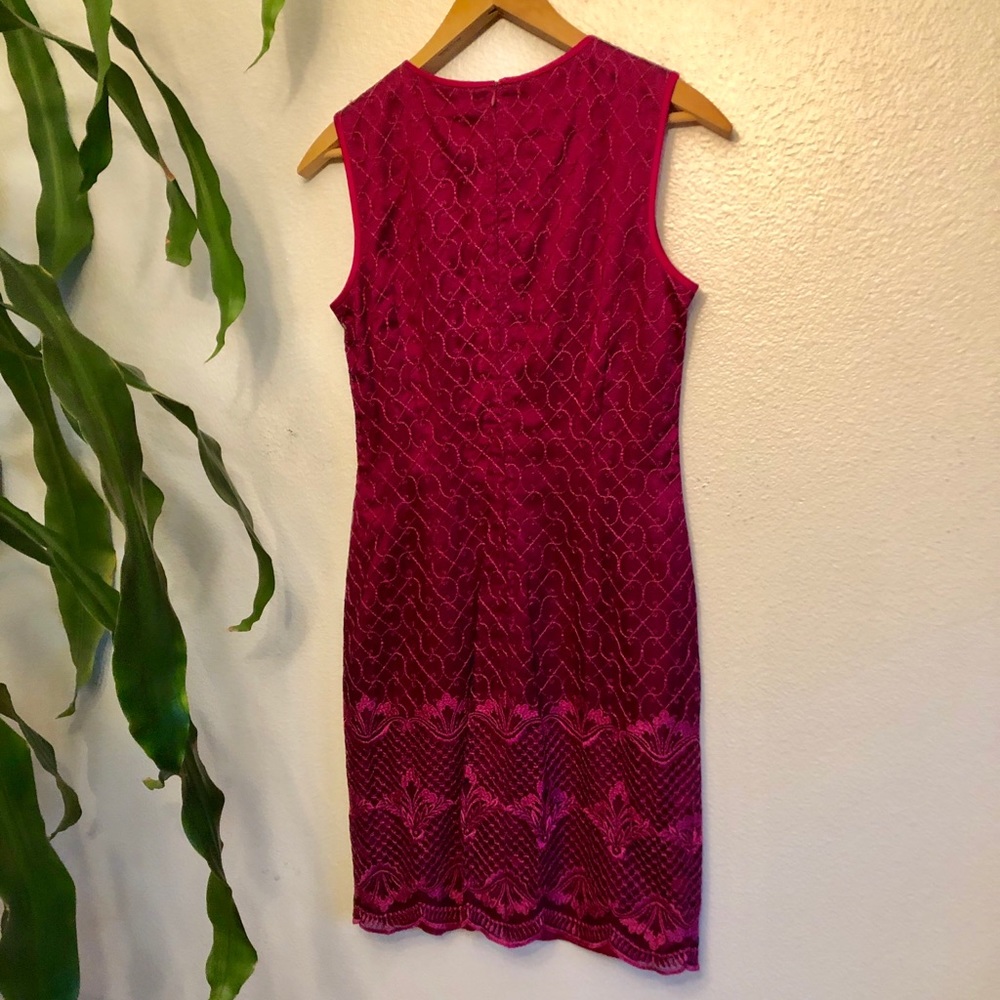 Escada Fuscia Embroidered Silk Dress - Picture 7 of 8